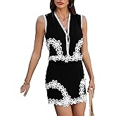 Krumba Women V-Neck 2-Piece Outfits: Summer Sleeveless Embroidered Mini Skirt Sets - Casual for Beach Vacation Outdoor Party