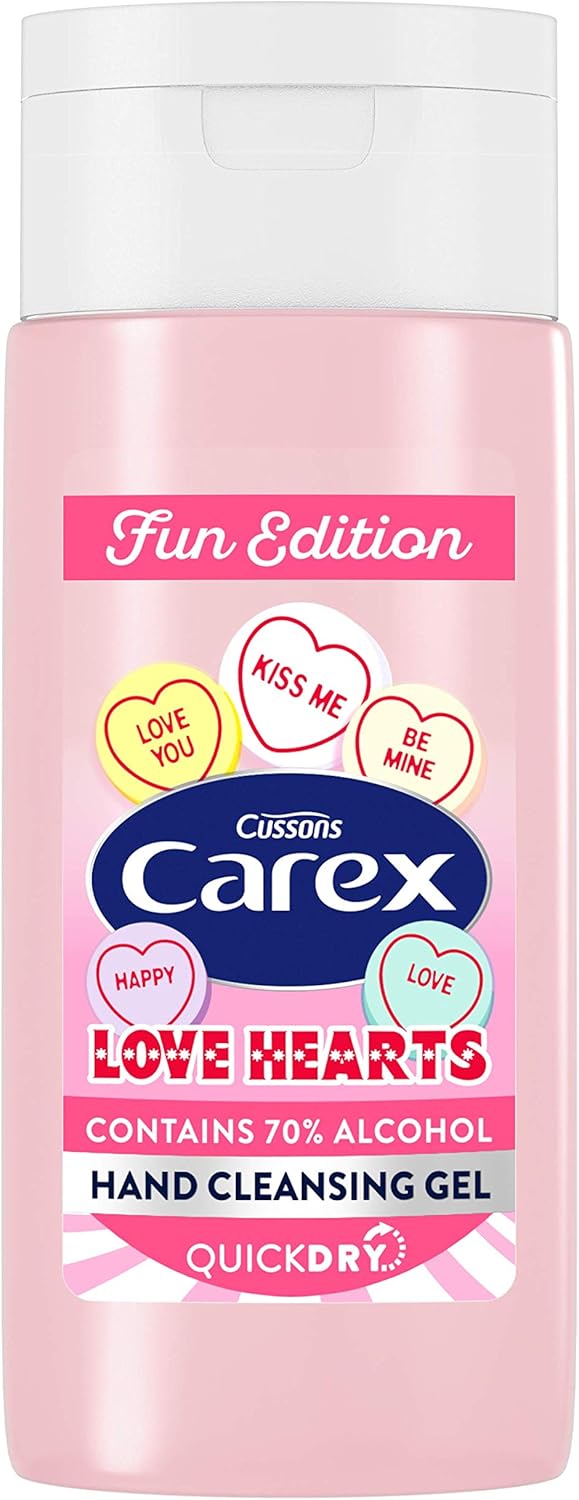 Carex Love Hearts Cleansing Hand Gel Pack of 12, Refreshing Hand Gels