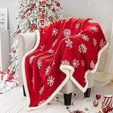 Touchat Red Sherpa Christmas Throw Blanket, Fuzzy Fluffy Soft Cozy Blanket, Fleece Flannel Plush Microfiber Blanket for Couch Bed Sofa (50" X 60",Red Snowflake)