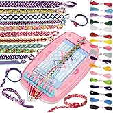 Eskood Friendship Bracelet Maker Kit,Kids Jewelry Making Kit Crafts Toy Gifts for Thanksgiving Day,Christmas,DIY String Bracelets Maker Tool with Beads for Girls 7 8 9 10 11 12 Ages Pink