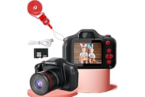 NINE CUBE Digital Camera for Kids, Black Toddler Camera for 3 4 5 6 7 8 Years Old Boys & Girls, Mini Toy Long Lens Kids Digital Camera, Best Toy Camera Gift for Children with 32G SD Card