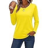 SMENG Women's Long Sleeve Crewneck Cotton Basic T-Shirt Solid Color Soft Comfy Casual Tops Fall Shirts for Women 2025