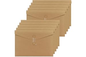 NatureTouch 10PCS A4 Envelopes Kraft Paper Folders,Kraft Paper File Folders Project Pockets Document Wallet Bag with String,Letter Size, Kraft File Folders for School Office Supplies,Horizontal
