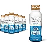 Ripple Vegan Protein Shake, Vanilla | 20g Nutritious Plant Based Pea Protein in Ready to Drink Bottles | Non-GMO, Non-Diary, 