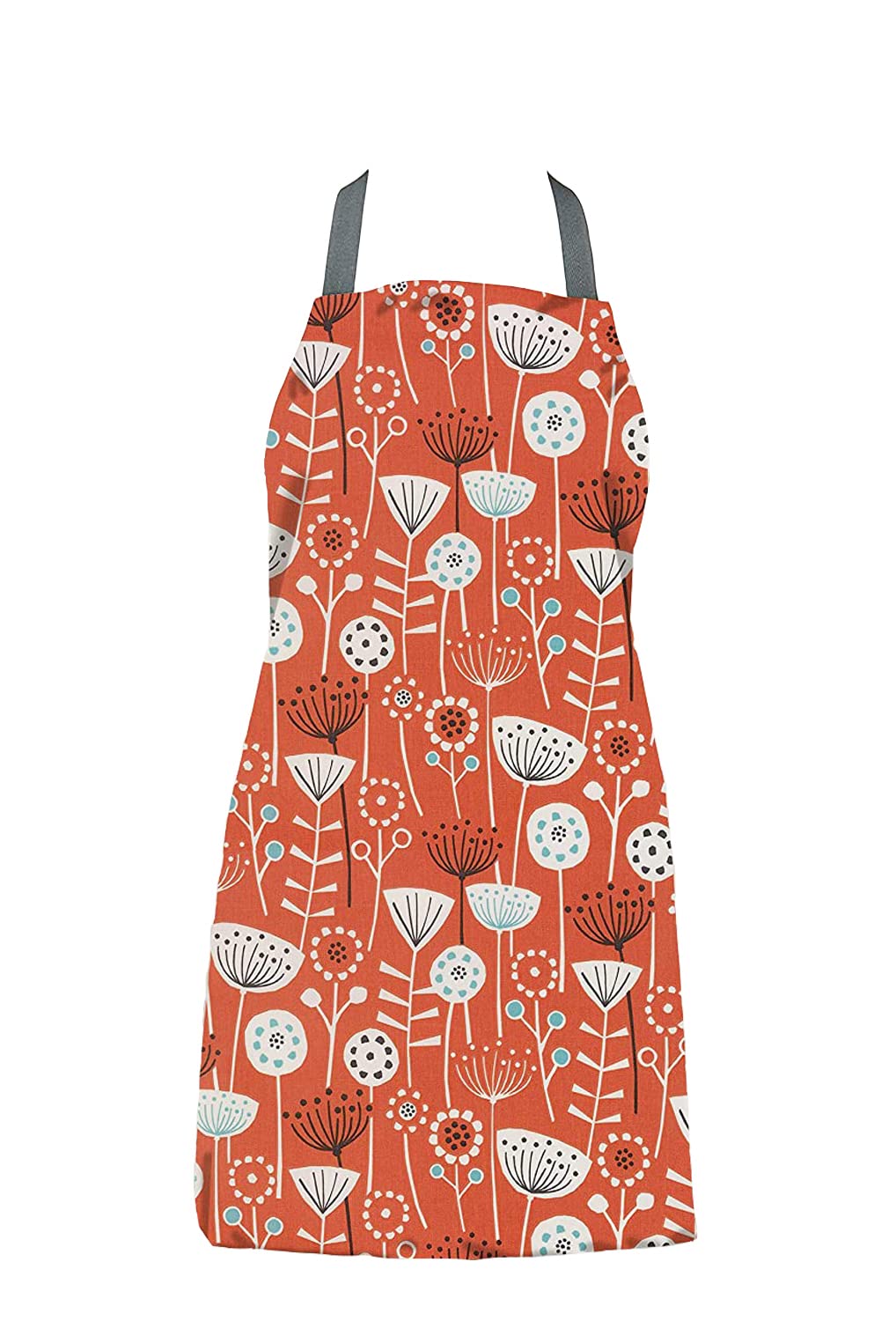 Jolee... Fabrics Wipe Clean PVC Coated Aprons - 100% Cotton Oilcloth - One Size - Easy to Clean and Splash Proof Apron (Scandinavian Bergen Orange, Adult (75cm Length))