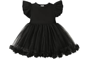 TENTIDE Baby Girl Butterfly Dress Tutu Ruffle Sleeveless Dresses Photograph Party Outfits Birthday Gift