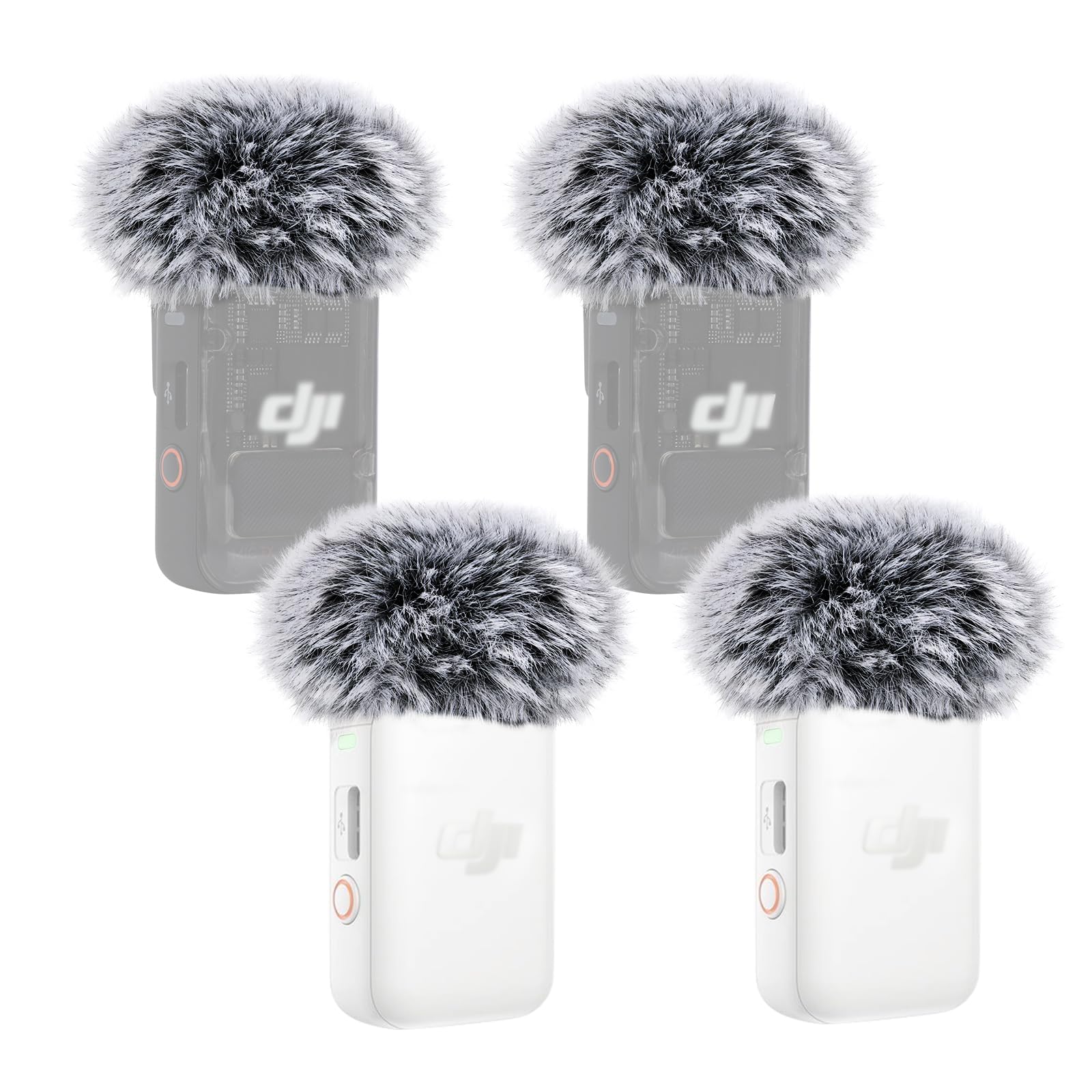 YOUSHARES DJI Mic 2 Wind Muff - 4 Packs Furry Microphone Windscreen Mic Windshield for DJI Mic 2 Wireless Lavalier Microphone for Record Interview(Black)