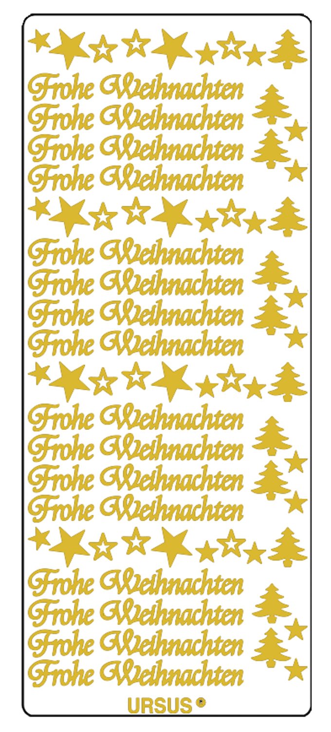 Ursus 59300059 Creative Stickers Frohe Weihnachten, 5 sheet, gold