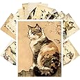 Large Stickers 24 Pcs (2.5"x3.5" Each) Smart Space Cats In Spacesuits And Rockets Vintage Postcards Retro Greeting Card Book Illustration