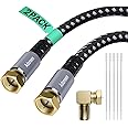 Adoreen Coaxial Cable 1.5 ft-2 Pack, Quad Shielded RG6 Coax Cable Cord, Male F Gold-Plated Nylon-Braided, in-Wall, Digital TV Aerial AV Antenna Satellite with 90 Degree Male to Female Adapter+15 Ties