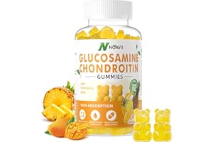 NOAVII Glucosamine Chondroitin Gummies with MSM & Elderberry Extra Strength - Joint Support, Antioxidant Immune Support Supplement for Adults, Men & Women-Pineapple Flavor-90 Count