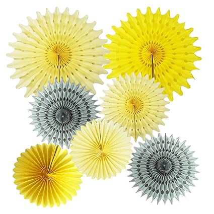 Amazon Com Yellow Cream Grey Elephant Baby Shower Decorations 7pcs