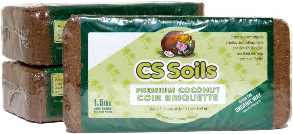 CS Soils CSP-HCFT-CBRQ-03PK Coir Briquettes, 0.5 Cubic Feet (Pack of 3)