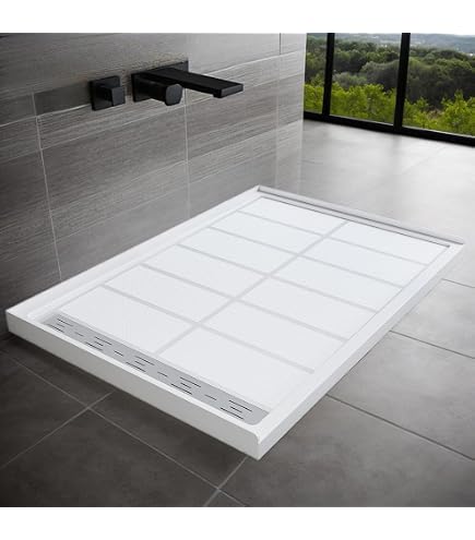Carvmpin 48x32 Inch Shower Base Pan - Left Drain Rectangular Shower Pan With Non-Slip Surface