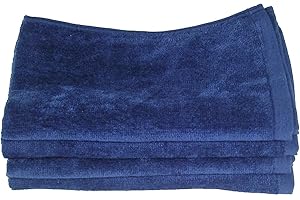 SHOW CAR GUYS Fingertip Towels 100% Cotton - Terry-Velour _4 _ Pack 11" x 18" _ Navy Blue.
