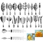 22Pcs Stainless Steel Gelatin Jelly Art Tools 3D, Flowers Leaves Moldes Para Gelatinas, Pudding-Nozzle Cake Needles Gelatin Tools