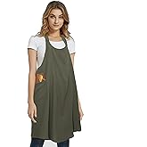 Buslint Japanese Crossback Apron for Women - Cotton Linen Pinafore Dress, Unisex for Kitchen Cooking Baking Gardening Aprony