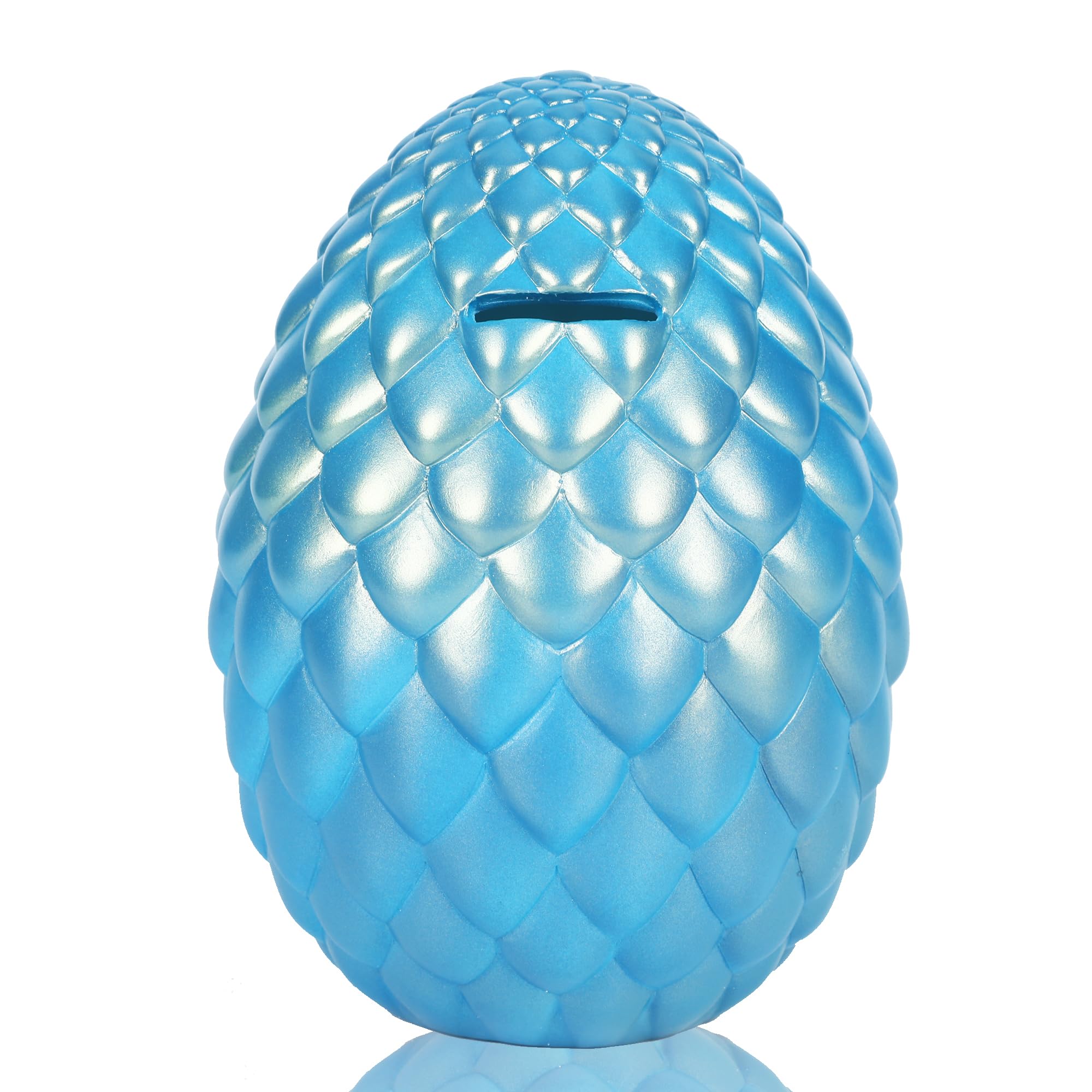 Photo 1 of H&W Dragon Egg Piggy Bank - Unbreakable, Shiny Color, Large Capacity Money Box for Kids - Home Decor Birthday Gift for Boys Girls,Coin Saving Boxes (Cyan)