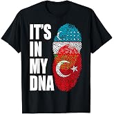 Uzbek And Turkish Mix Heritage DNA Flag T-Shirt