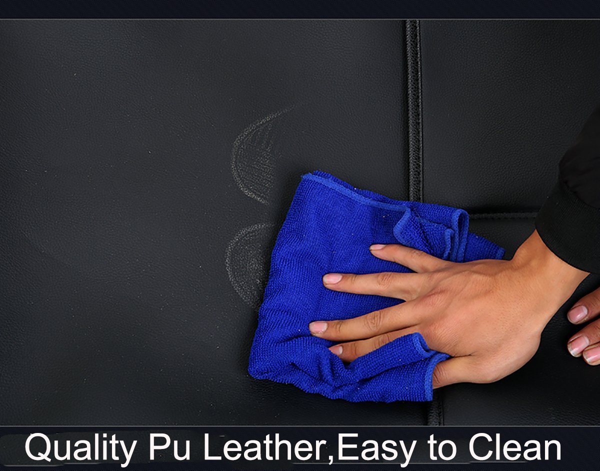 INCH EMPIRE Easy To Clean PU Leather Car Seat Cushions 5 Seats Full Set