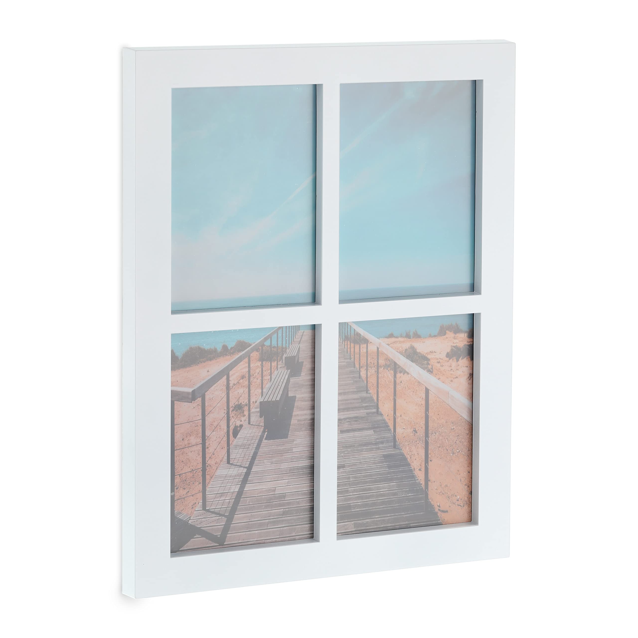 Relaxdays Frame, Collage 4 Photos, 18 x 13 cm, Total Dimensions H x W 44 x 33.5 cm, White, Cardboard