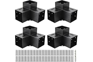 YVHFWOY 4x4 3-Way Pergola Brackets, 90° Right Angle Corner Extension Bracket Woodworks DIY Pergola kit with Black Powder Coated,Modular Sizing Gazebo Hardware for 4x4 inches Lumber(4PCS)………