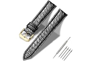 MOREANBELT Moran Alligator Leather Quick Release Watch Band 18mm 19mm 20mm 22mm 23mm 24mm Replacement Genuine Crocodile Leather Loop SmartWatch Strap for Men Women