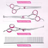 Gimars Dog Grooming Scissors Kit 4CR Safety Round Tip 5 in 1 Titanium Coated view 4