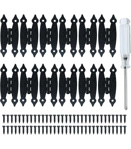 8-Pack 3.5-Inch Black Antique H Hinges – Cold Rolled Steel With 32 Mounting Screws, Decorative Flat H-Hinges For Cabinets & Boxes