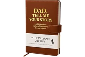TESITEHI Dad Tell Me Your Life Story Leather Journal (Hardcover) - A Family Heirloom Keepsake with + 275 Prompts to Share His Life Story Book and Memories, Father's Day, Christmas Gift from Daughter & Son