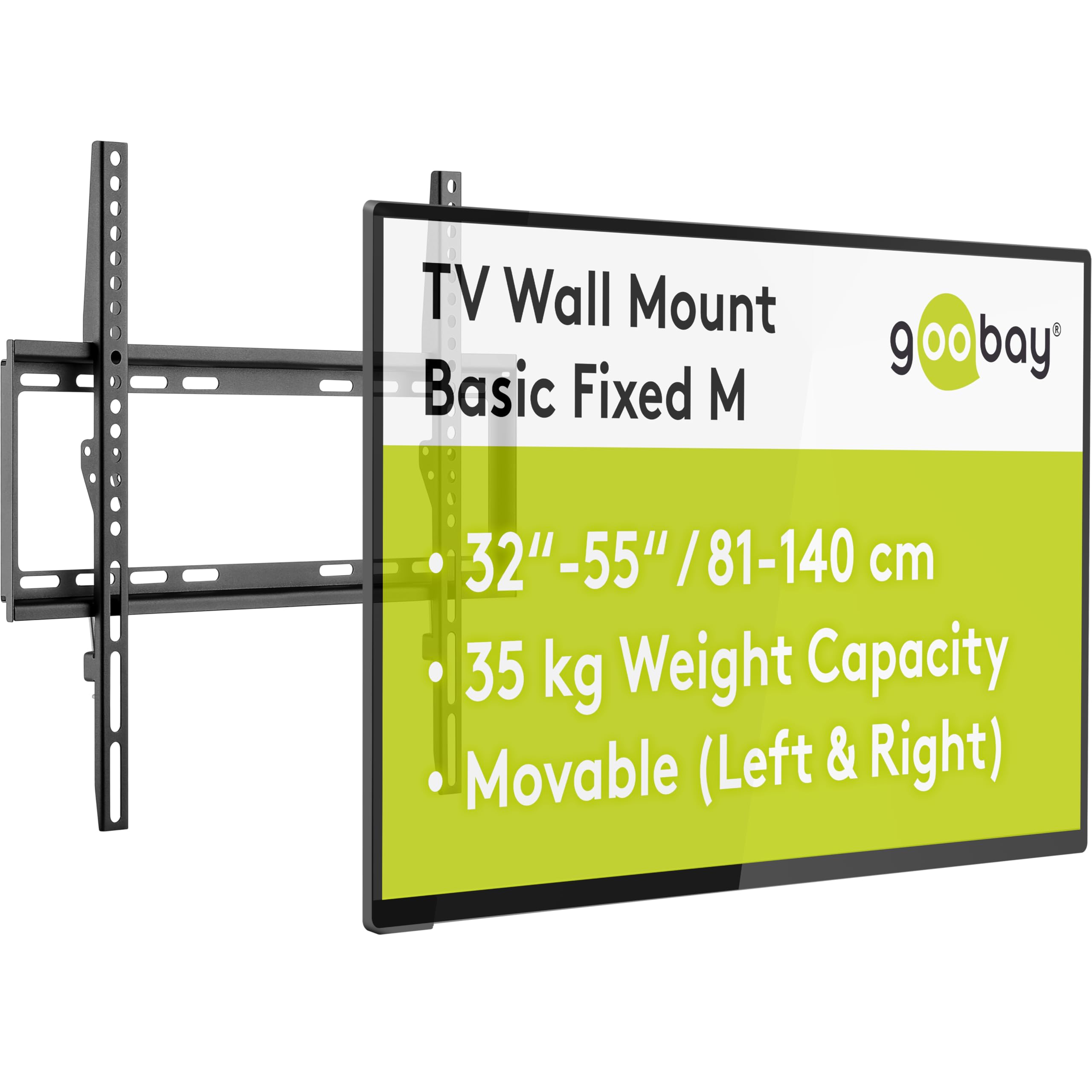 goobay TV Wall Mount Fixed 32-55 Inch Ultra-Slim 20.5 mm VESA 400x400 Up to 35 kg - Basic FIXED M - 49730