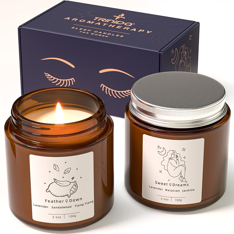TRINIDa Sleep & Relax Scented Candles Lavender Soy Wax Relaxing Bath Gift