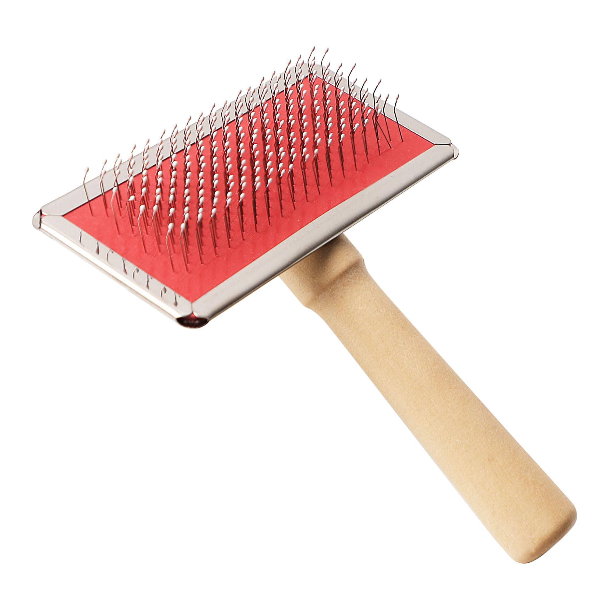 sourcingmap 1Pc Dog Grooming Brush Dog Hair Brush, Self Cleaning Cat Dog Slicker Brush with Wooden Handle Dog Brush for Long Haired Short Haired Dogs, Cats Shedding Tool Pet Brush