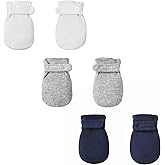 Newborn Baby No Scratch Mittens Stay On, 100% Cotton Breathable, Adjustable Infant Gloves for Baby Boys Girls Mittens