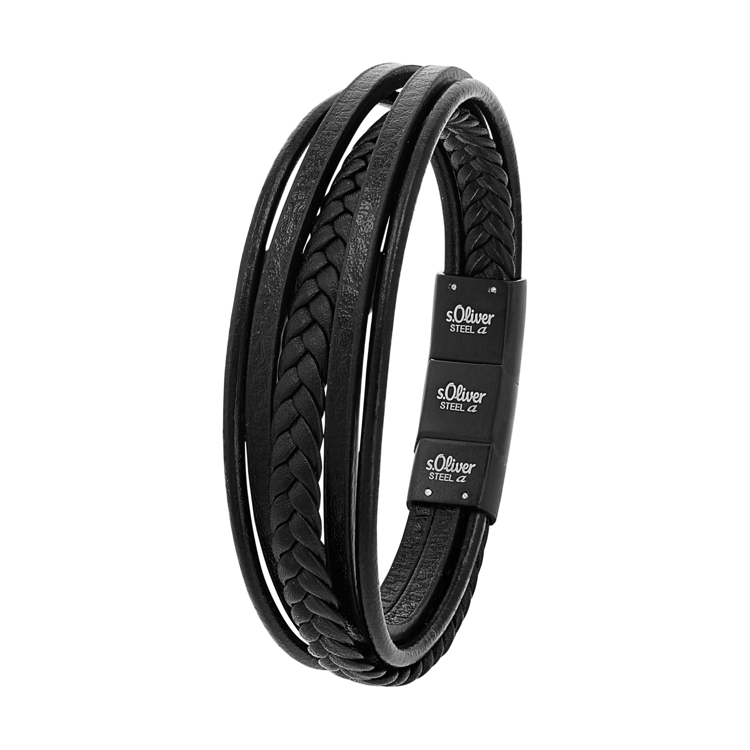 s.Oliver Bracelet Men Arm jewelry, 20+1,5 cm, Black, Comes in jewelry gift box, 9038244 — image 1
