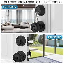TICONN Round Door Knobs, Ball Door Knob with Dead