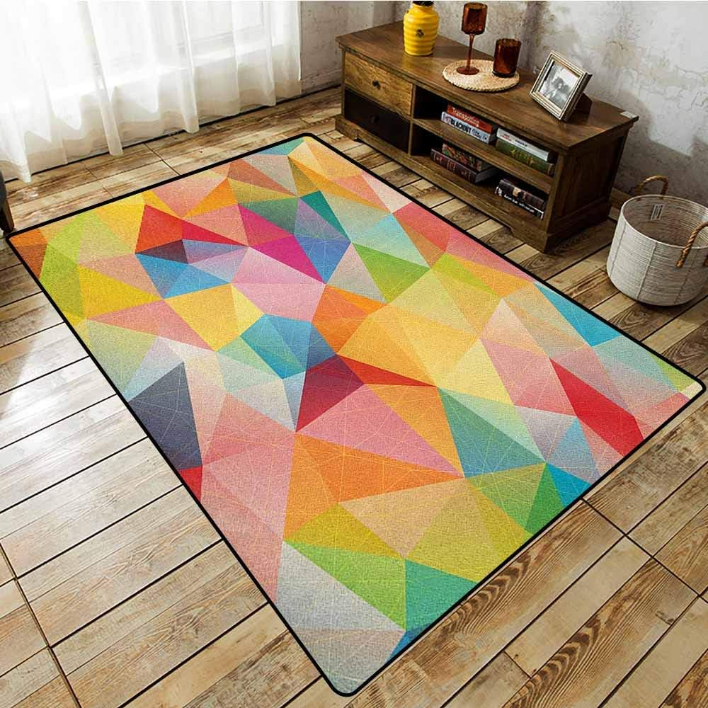 Indoor/Outdoor Rug，Geometric，Polygonal Arrangement with Colorful