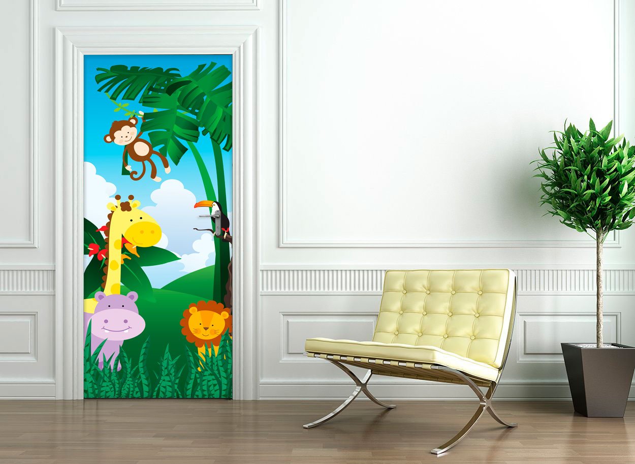 Ambiance-Live Door Sticker 204 x 83 cm – animals of the Jungle