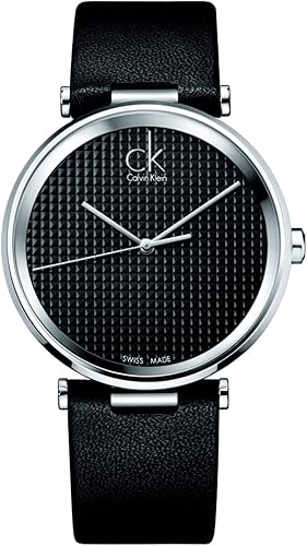 Amazon Com Calvin Klein Sight Quartz Black Dial Black Leather Men S Watch K1s Watches