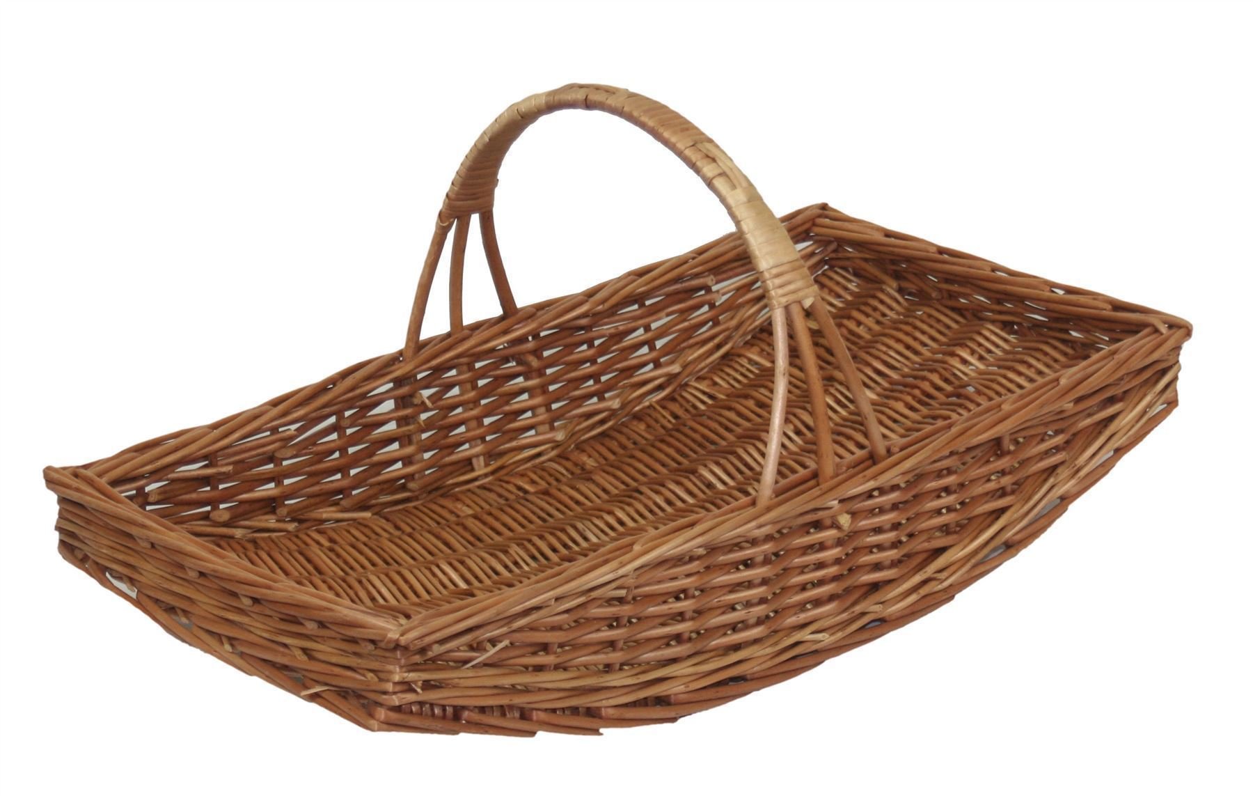 G001/1 Oblong Wicker Willow Garden Trug Basket Strong Brown Medium 56 x 29 x 10 cm