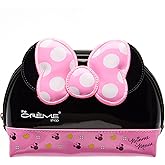 The Crème Shop Cosmetic Bag for Women 10 Inch Travel Toiletry Cosmetic Pouch for Women Pink Bow and Zippered Closure