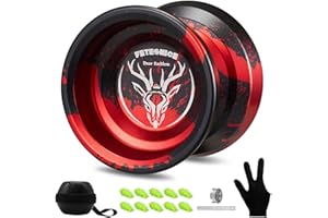 FETESNICE Yoyo Professional,Responsive Yo yo for Kids Beginner,Metal Yo-yos for Adults,Replacement Unresponsive Yo-yo Bearing for Advanced Yoyo Player+Removal Bearing Tool (Black-Red)