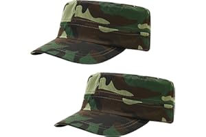 Malaxlx 2 Pack Cadet Army Cap Military Hat for Men Women Adjustable Cotton Flat Top