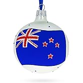 Flag of New Zealand Glass Ball Christmas Ornament 3.25 Inches