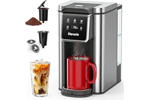 Single Serve Coffee Maker for K-Cup Pod and Grounds, Hot and Iced Coffee Maker with 5 Brew Sizes, 50oz Removable Reservoir, F