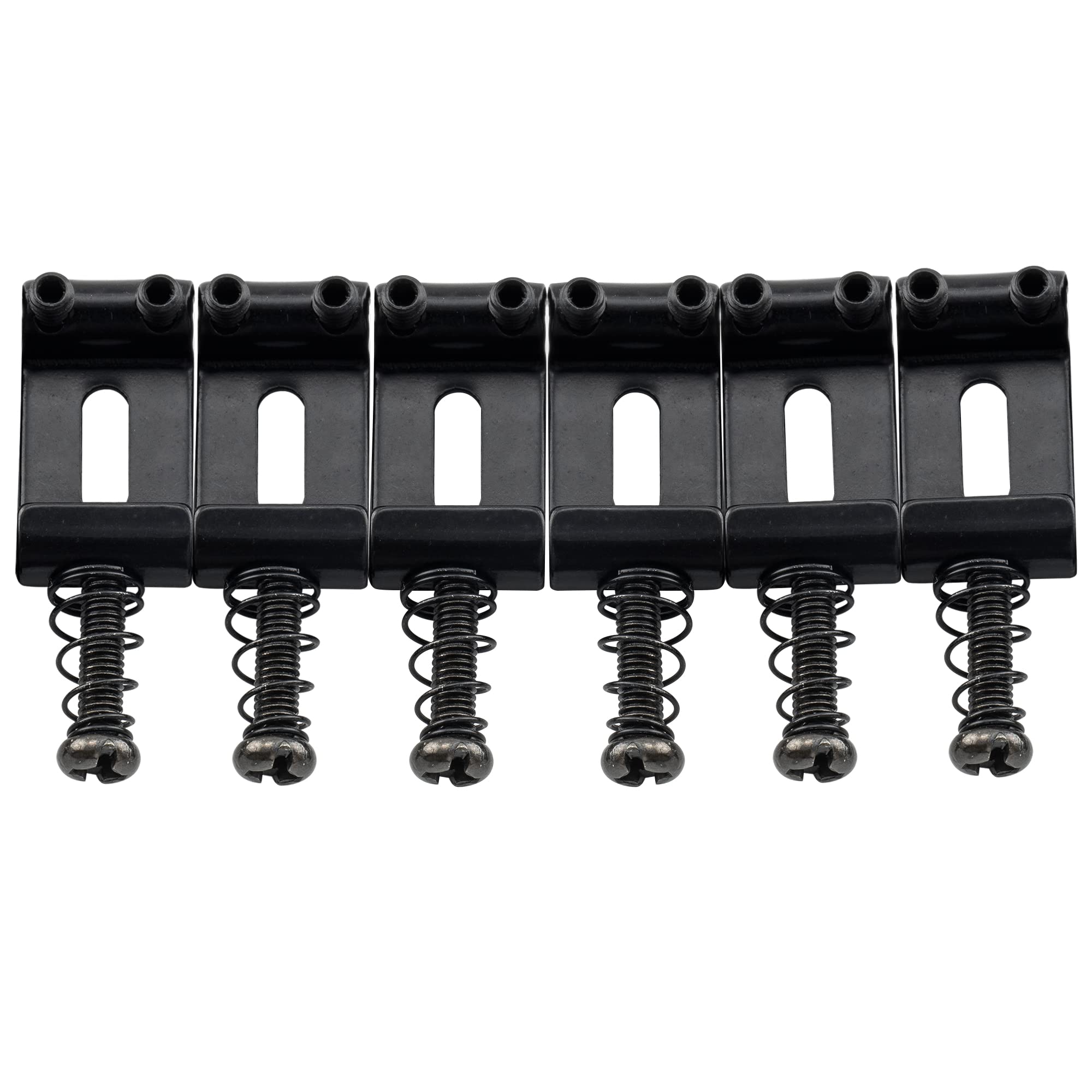 Musiclily Pro 11.3mm Steel Vintage Style Guitar Tremolo Bridge Saddles for Strat Stratocaster Electric Guitar,Black(Set of 6)