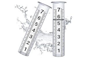 Misawce 7" Capacity Rain Gauge Glass Replacement Tube, Easy to Read with Large Numbers, Outdoor Rain Measuring for Yard Garden Lawn, 2 Pack