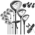Tangkula 9/10 Pieces Men's Complete Golf Clubs Set Right Hand, Includes 460cc Alloy #1 Driver & #3 Fairway Wood & #4 Hybrid & #6/#7/#8/#9/#P Irons & Putter, Golf Club Set