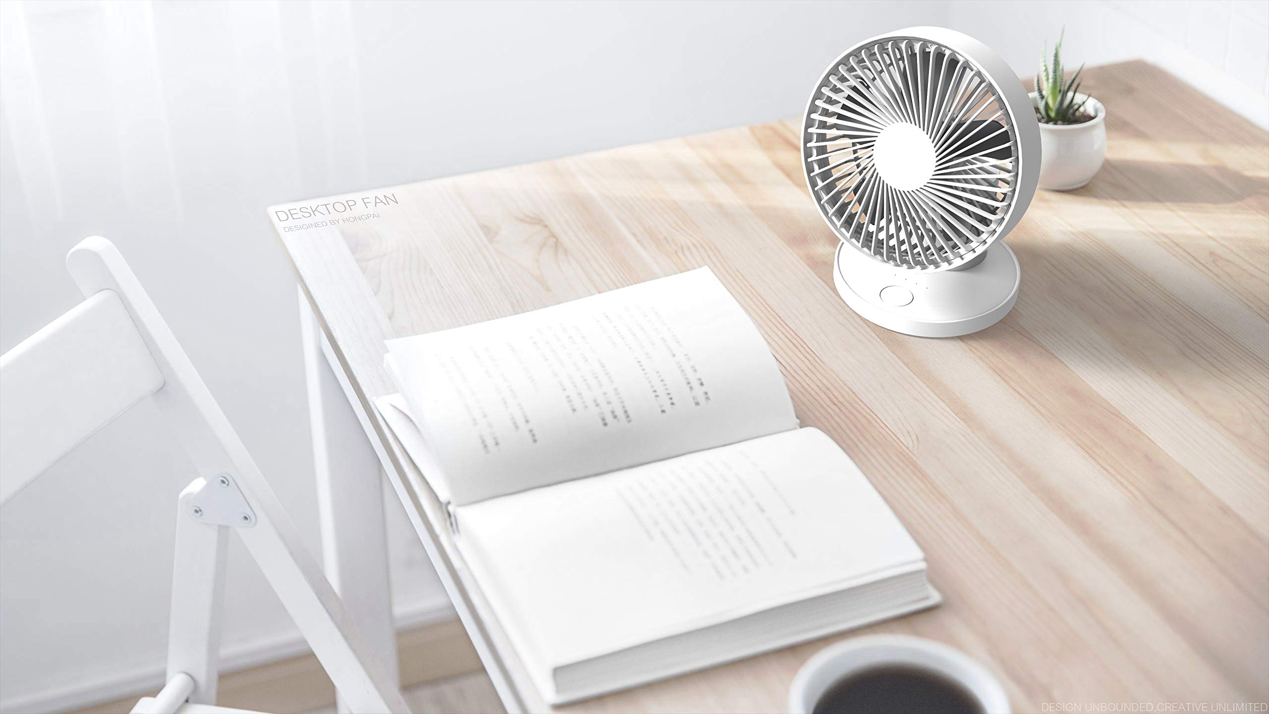 LBTbate Mini Oscillating Desk Fan Portable Personal USB Fan 60°Auto Rotation Fan for Home, Office, Dorm, Traveling, Camping - Silver