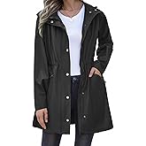 Zeagoo Raincoat Women Waterproof Long Hooded Rain Jacket Trench Coats Windbreaker Travel Jacket
